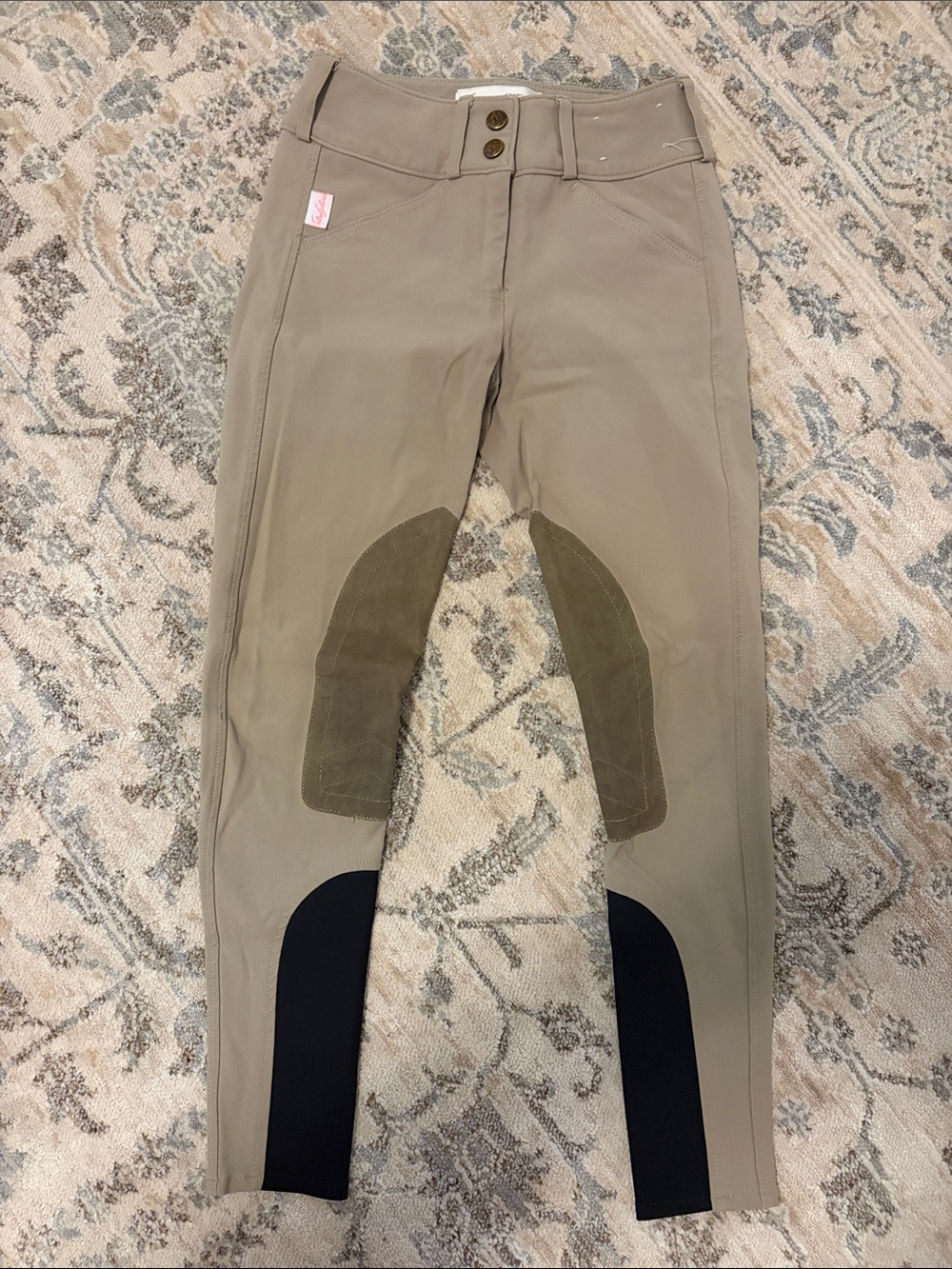 Girls Tailored Sportsman Tan Riding Pants With Sock Bottom